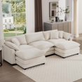 thumbnail image 1 of 114'' Oversized Modular Cushion Sofa with Portable Ottoman, L-Shaped Corner Spacious Sectional Sofa Set, 25'' Deep Seating, for Home Apartment Living Room, Beige, 1 of 9