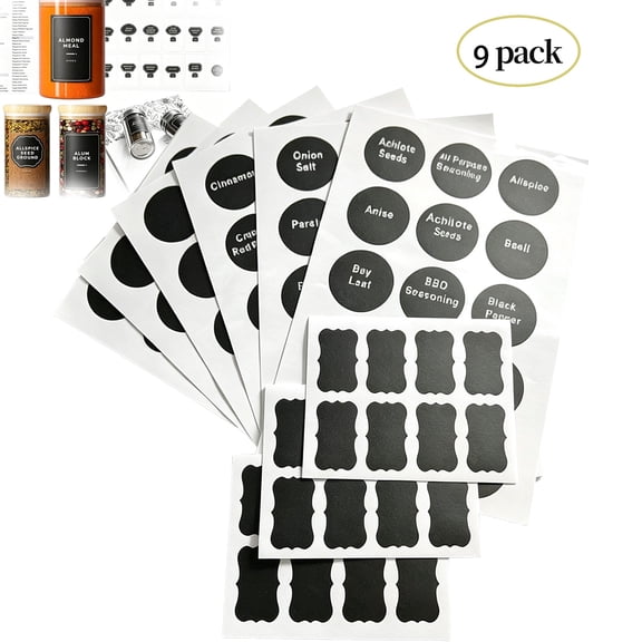 114-Piece Minimalist Spice Jar Labels, Preprinted Black Text Stickers, Waterproof Matte White Labels for Herb and Seasoning Organization