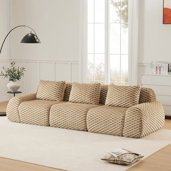 114 inch Modern Modular Sectional Sofa Living Room, Flannelette Fabric, Oversized 3 - Seater Couch, boneless sofa, Deep, connection, Anti - slip Design, No Assembly