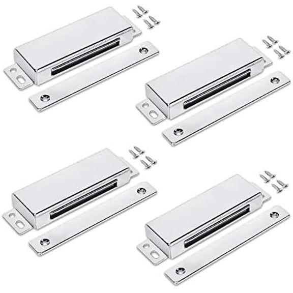 114 lbs Heavy Duty Stainless Steel Magnetic Catch Cabinet Metal Latch for Pantry Door, Outdoor Gate Closure Catch Strike Plate, Rustproof, Catch Size: 5 x 1.4 x 0.7 inch (4 Packs)