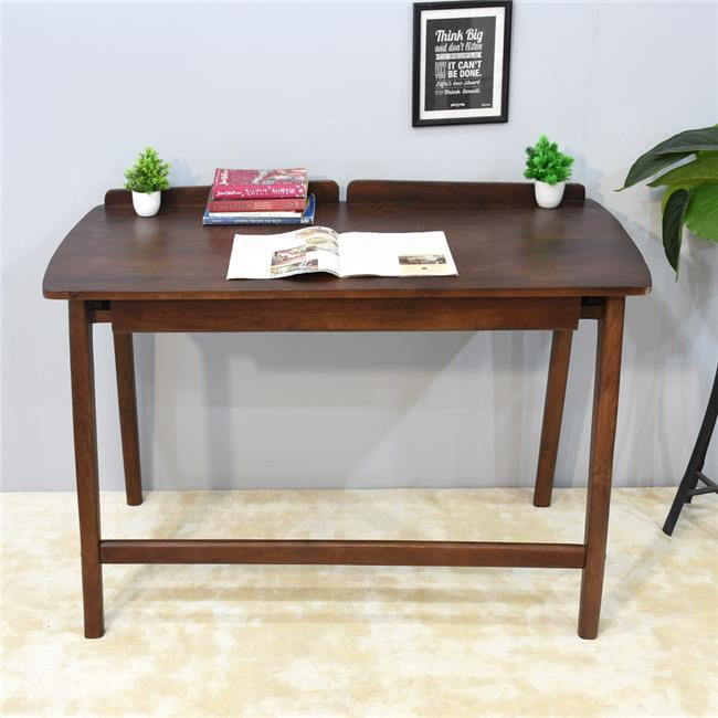 114 x 60 x 76 cm Handmade 100 Percent Mango Wood Knock Down Rectangular Shaped Indoor Study Table Light Walnut