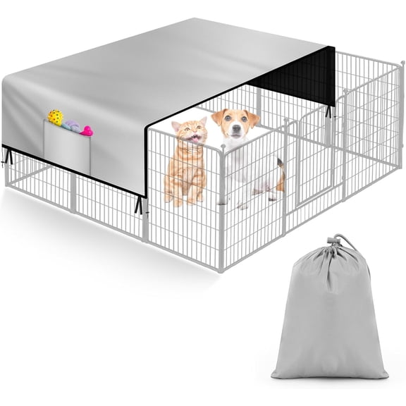 114 x 71 Inches Heavy Duty 600d Oxford Dog Playpen Cover Extra Large Uv-Resistant Sun/Rain Shade, Fits 24/32/35/40/45/47/50 Inch Dog Panels for Outdoor Comfort and Protection (Cover Only)
