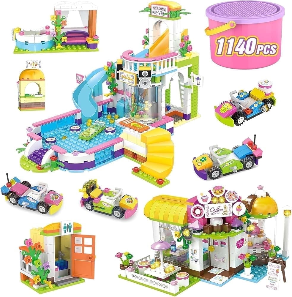 EXERCISE N PLAY 1140-Piece Friends Building Block Set, Cafe and