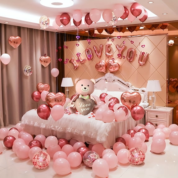 1140pcs Valentine's Day Balloon Set with 1000 Rose Petals &50 Heart ...