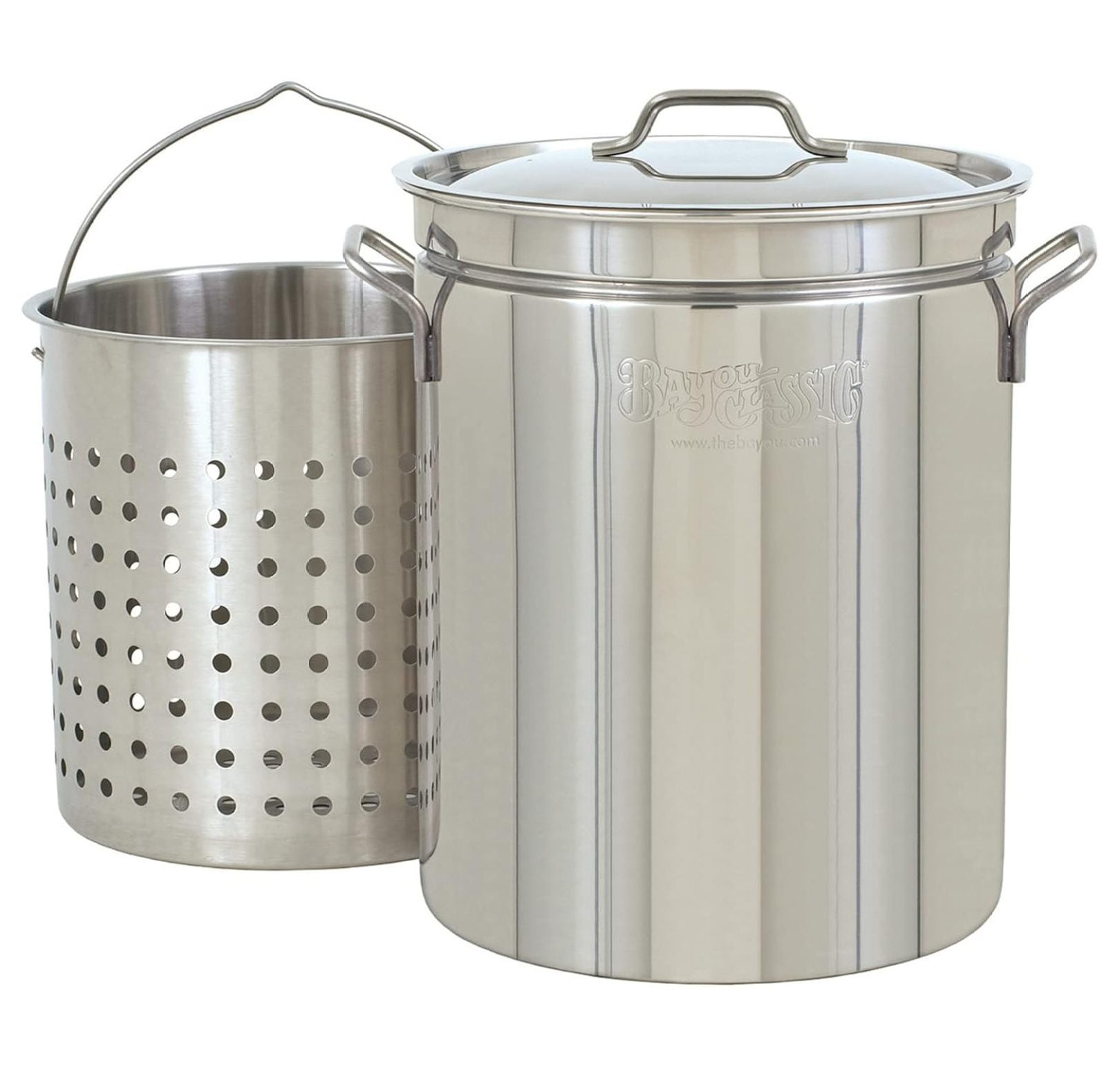 Bayou Classic 44-Quart Stainless Steel Stockpot with Basket Insert