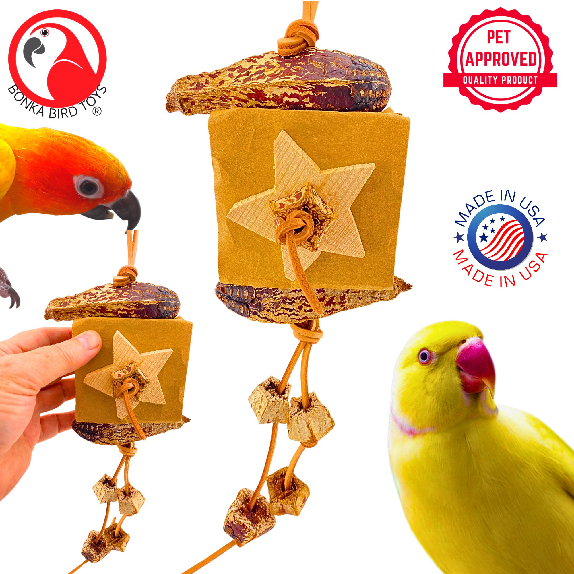 Bonka Bird Toys 1144 Star Natural Forage Block Chew Shred Forage Parrot Cage Toy