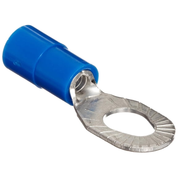 11464 Insulated Ring Terminal, Vinyl, Multiple Stud, Blue, 16-14 Wire Size, #6, #8, #10 Stud Size (Pack of 100)