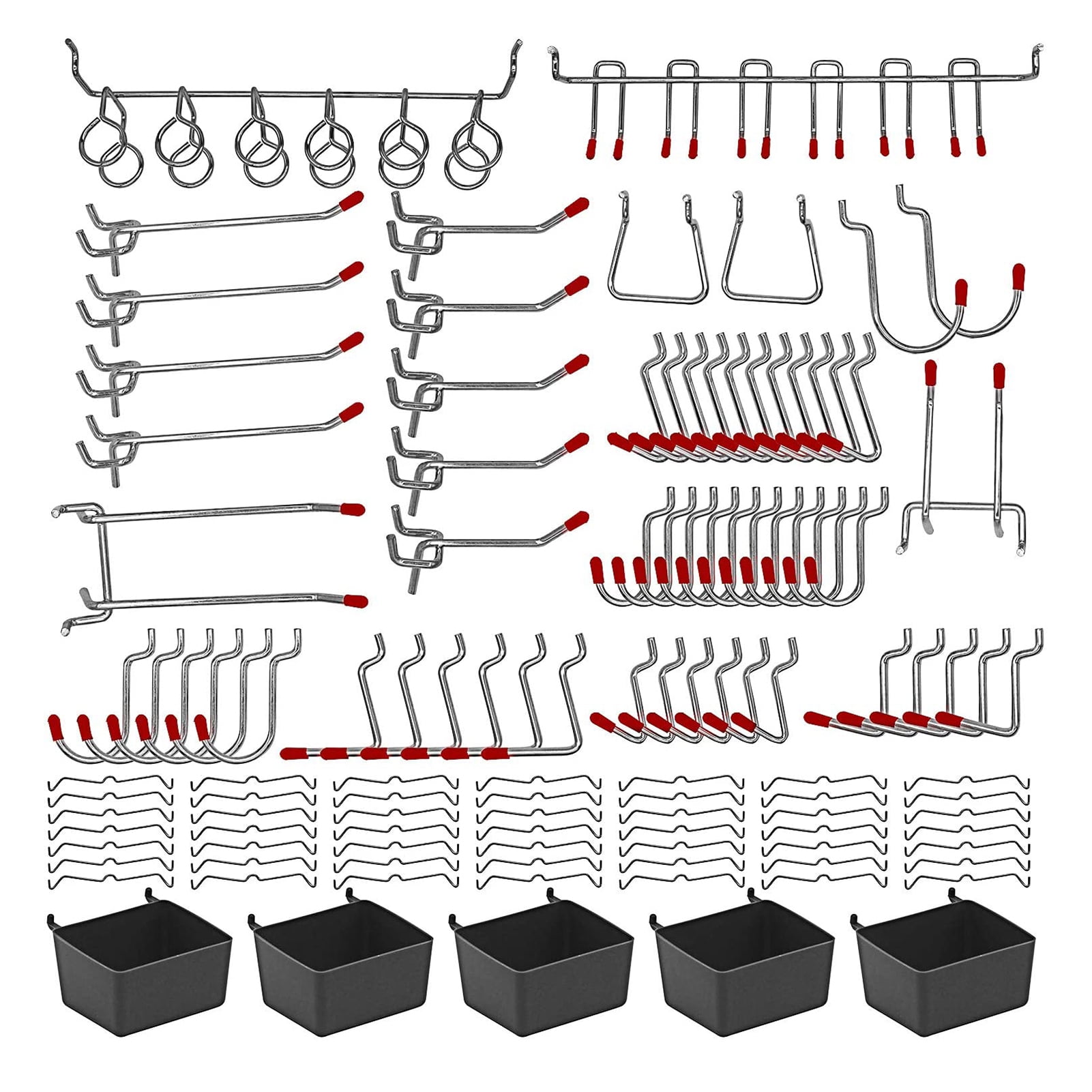 114Pcs Metal Pegboard Hooks Organizer Assortment Kit Peg Locks Hanging Applications