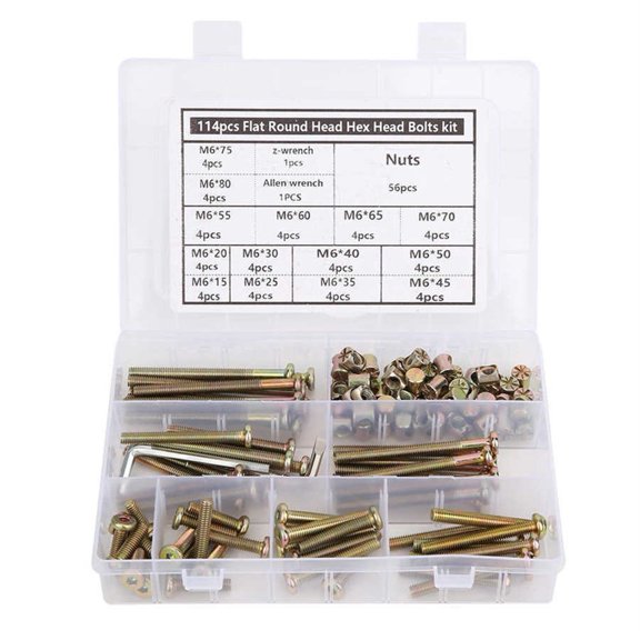 114pcs Carbon Steel M6 Pan Head Hex Socket Screw Nut Set With Wrench Screwdriver For Wardrobe Sofa Cabinet Furniture Fasteners