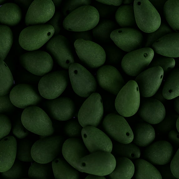 114pcs John Bead 6x9mm Czech Glass White Alabaster Dark Green Teardrop Bead Strands for DIY Jewelry Making Crafts