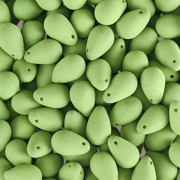 114pcs John Bead 6x9mm Czech Glass White Alabaster Soft Lime Teardrop Bead Strands for DIY Jewelry Making Crafts