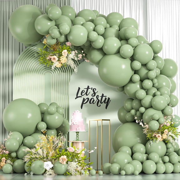114pcs Sage Green Balloons Different Sizes, 18 12 10 5 inch Matte Olive Green Balloons Garland Arch kit for Woodland Baby Shower Jungle Birthday Boho Wedding Decor