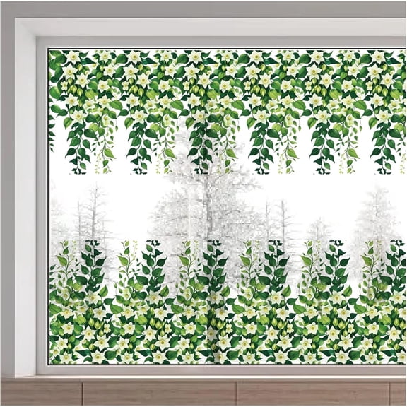 114x37cm Green Hanging Vine Window Clings Eucalyptus Leaves Window Decals Plants Flowers Anti Collision Non Adhesive Static Stickers Multi-color