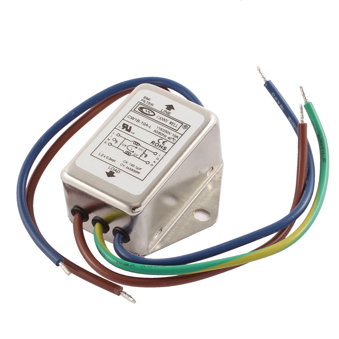 Compact 115/250V 10A EMI Noise Power Filter