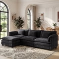 thumbnail image 1 of CDCASA L Shaped Couch Set, 3-Seater Modular Sectional Sofa with Movable Ottoman, Deep Seat Couches and Sofas for Living Room, Comfy Cloud Couch with Detachable Cushions, Chenille Black, 1 of 12