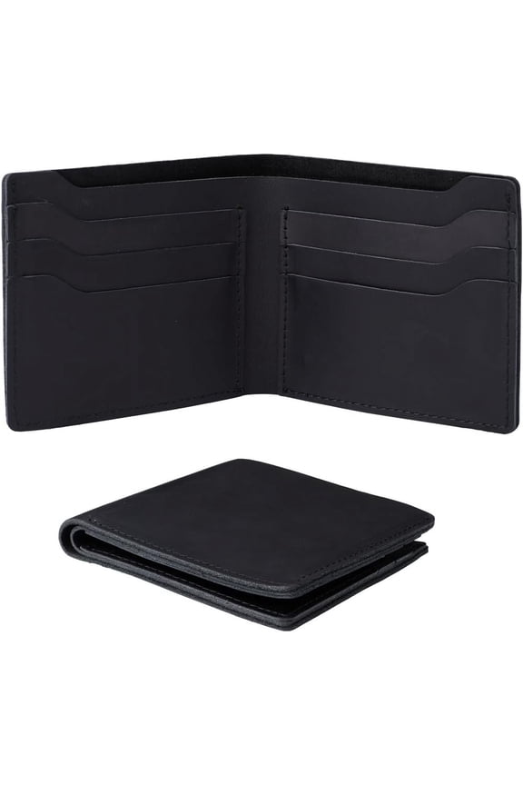 115 * 96mm Bifold Wallet Crazy Horse Leather Credit Card Wallets Black Genuine Leather Wallets Slim Extra Capacity Wallet Extra Strong Stitching