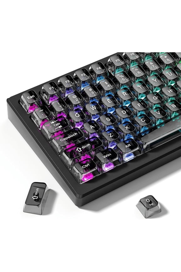 115 Grey Clear keycaps, Transparent MDA Profile Keyboard Key Cap for Mx Switches Mechanical Keyboard (Doubleshot, MX, 100%, 75%, 65%, 60% Fit All)