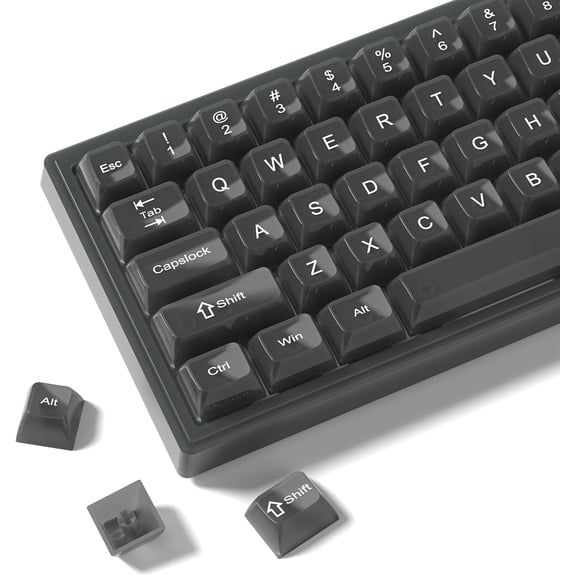 115 Keyboard Keycaps, Clear Black MDA Keycaps 60 65 75 100 Percent, Transparent Custom Key Cap Set for Cherry MX Switches Mechanical Keyboard