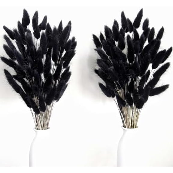115 PCS Black Pampas Grass Bouquet, Boho Table Decor, Black Bunny Tails Dried Flowers, Dried Pampas Grass for Weddings, Home Decor, Rustic Parties, and Baby Shower Decorations