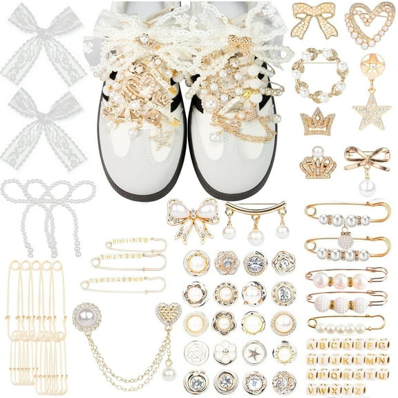 115 PCS Shoe Charms for Sneakers - Shoe Lace Charms Contain Bows/Clips/Pins/Jewelry/Laces/Letter Beads