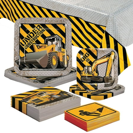 115 Pieces Construction Party Disposable Tableware Kit For 24 Guests