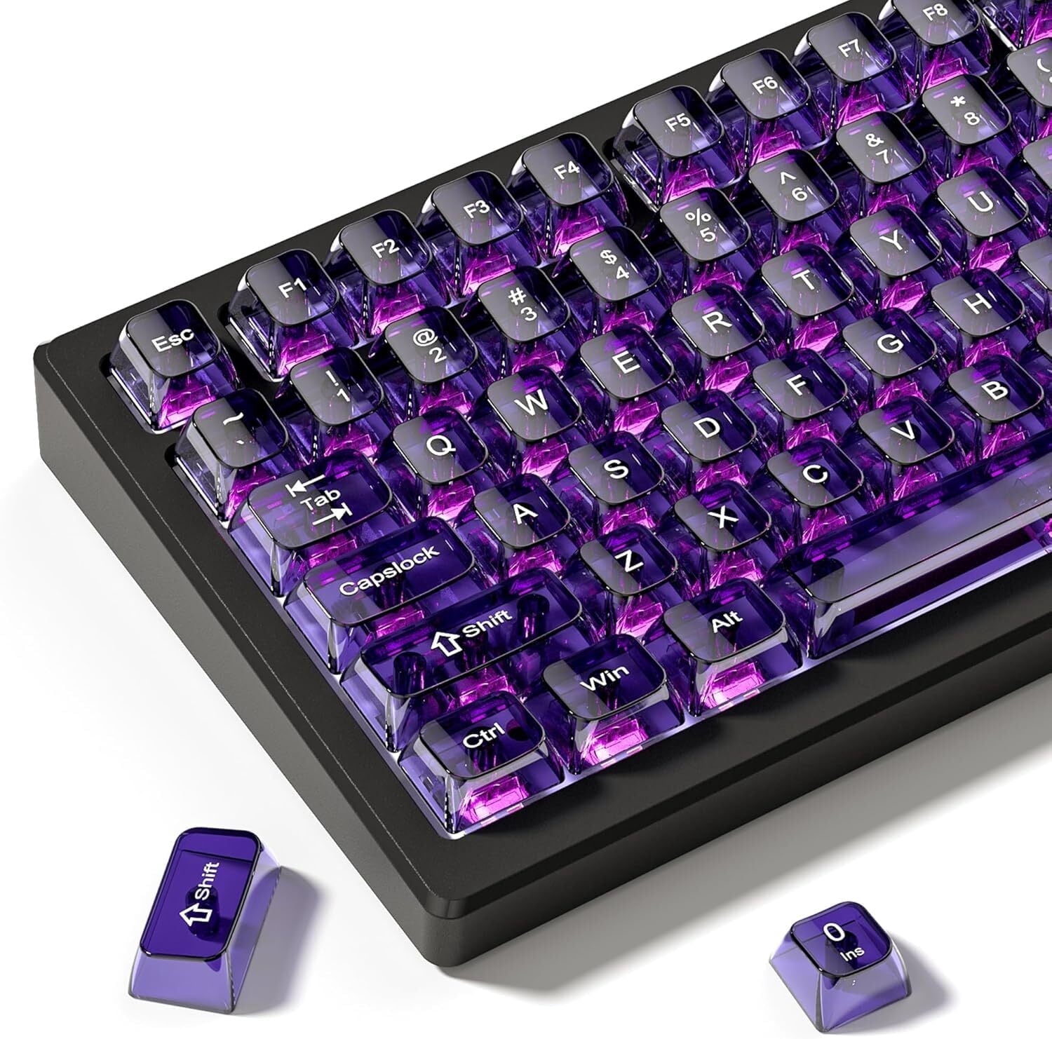 Womier PBT Keycaps Set - Gradient Purple Shine Through Cherry Profile 132 Keycaps