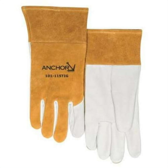 115-TIG Split Cowhide/Goatskin Palm Welding Gloves, Large, Buck Tan/White