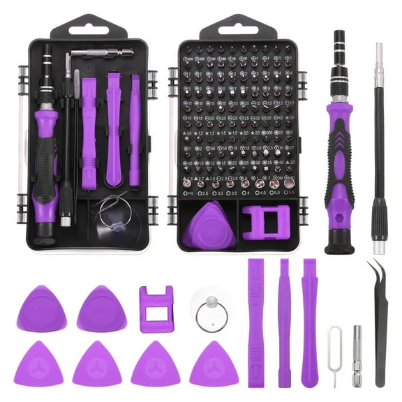 115 in 1 Magnetic Precision Screwdriver Set Electronics Repair Tools Kit for Cellphone Mobile Phone Laptop PC, Purple