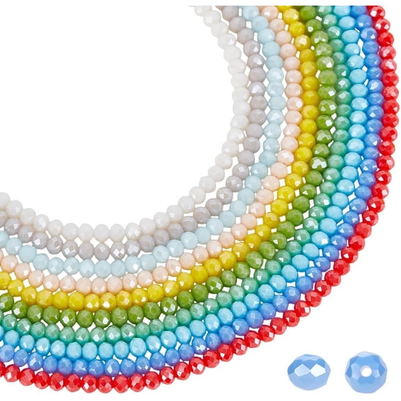 1150Pcs 10 Strands 4mm Electroplate Glass Rondelle Beads 10 Colors Faceted Pearl Luster Plated Loose Spacer Beads Opaque Glass Bulk Beads for DIY Craft Jewelry Necklace Bracelet Making colorful