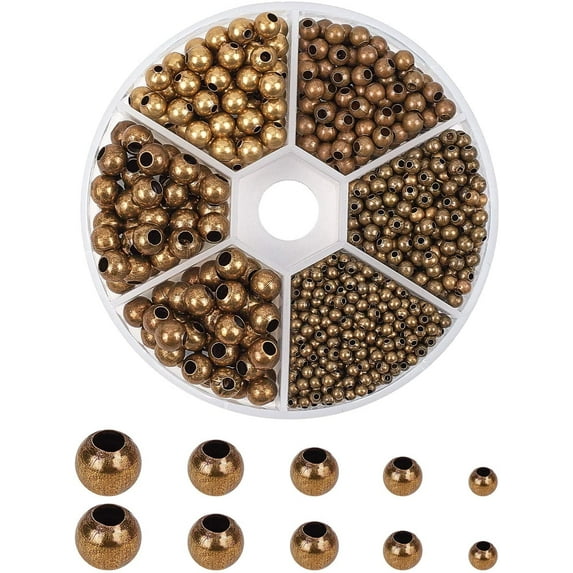 1150pcs Smooth Spacer Beads Tiny Spacer Beads Antique Bronze Loose Beads for Jewelry Making Supplies