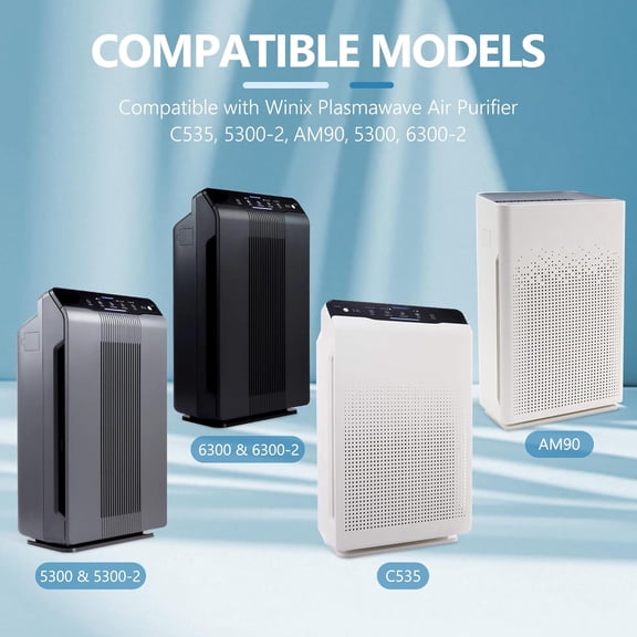 115115 Replacement Filter A for Winix PlasmaWave C535, 5300-2, 6300-2, 6300, 5300, P300, 9000, 5000, 5000B Air Purifier, 3 H13 Filters and 6 Activated Carbon Filters with 1 Pre-filter, 3 Pack