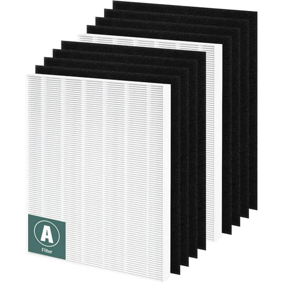 115115 Replacement Filters A for PlasmaWave Air Purifier C535, 5300-2, 6300-2, 5300, 6300, AM90, P300, 2 True HEPA Size 21 Filter + 8 Activated Carbon Pre-Filters
