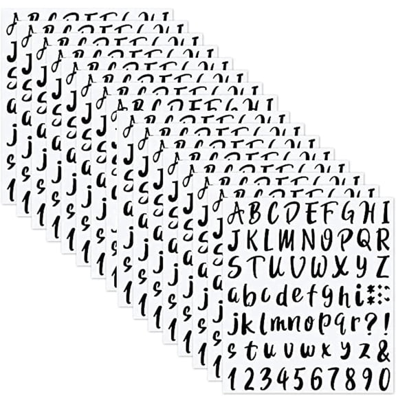 1152 Pcs 16 Sheets 1 Inch Self-Adhesive Vinyl Letter Stickers  Cursive Alphabet Numbers & Symbols | For Mailbox, Signs, Doors, Classroom Decor & DIY Craft Projects, Black