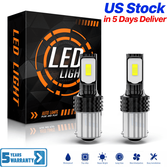 1156 LED Bulb, 1700LM 6500K White, 300% Brighter 1:1 Size, 7506 BA15S 1141 P21W 1003 LED Lights for Reverse Backup Light, DRL, Tail Brake Signal Lights, Parking Light, Side Marker Light, Pack of 2