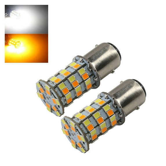 1157 High Power White/Amber Yellow Dual Color 2835 60-SMD Type 1 Switchback Turn Signal Light Bulbs (1157, White/Amber)