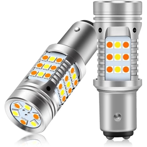 1157 Led Bulbs Error Free Canbus Built-in Resistor, Dual Color, Plug N Play, 360 Luminous, Amber Turn Signal Light, White Side Light 1157 12V 42 Led, 2PC Pack Switchback Led Bulb (1157 42-SMD)