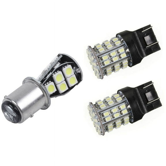 1157 P21W BAY15D 5050 18 SMD LED Tail Brake Stop Light Bulb White with 2X T20 7440 7443 64 SMD White 6000K Lamp 12V