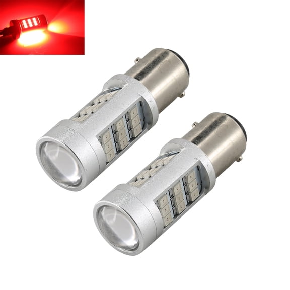 1157 Red Stop Brake 2835 Flash Strobe Rear Alert Safety 33-LED Light Bulbs (1157, Red)
