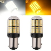 1157 Switchback LED Bulbs Extremely Bright 3014 Chipsets White/Amber Yellow 2057 2357 7528 BAY15D LED Light Bulbs with Projector for Turn Signal Lights(Pack of 2) O