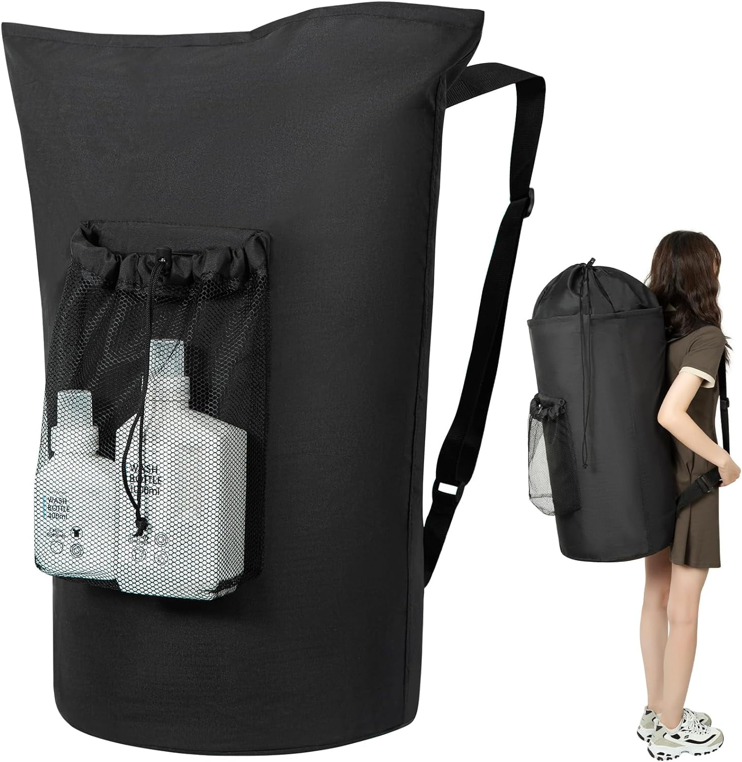 115L Extra Large Laundry Bag Backpack with Mesh Pocket & Adjustable