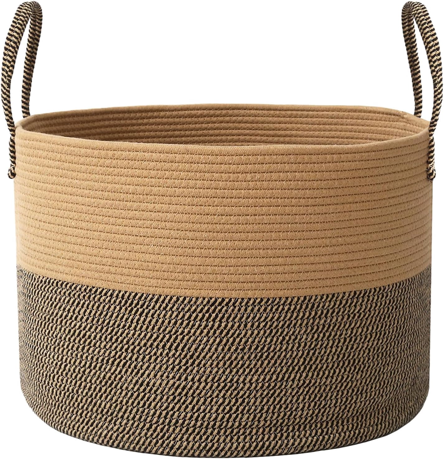 115L Extra Large Oatmeal Woven Cotton Rope Blanket Basket & Laundry Hamper with Reinforced Handles, Machine Washable Storage Bin for Pillows, Comforters & Toys, Perfect for Living Room