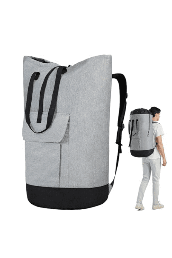 115L Heavy Duty Laundry Backpack with Shoulder Straps, Large Dirty Clothes Bag for Dorm, Apartment and Laundromat, Laundry Duffle Bag for Travel, Beach, Camping, oyster grey