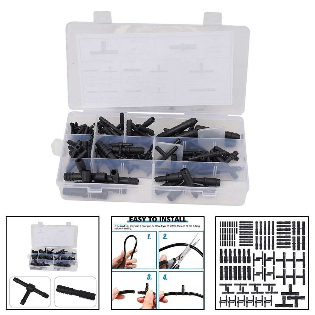 115PCS Vacuum Connector Assortment Automotive Vacuum Tubing Connector Tee Kit