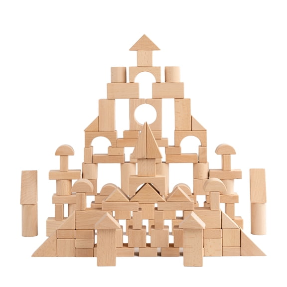 115Pcs Building Set Wooden Blocks, Large Particle Wood Construction, Desktop Decoration, Wooden Splicing Materials Building Blocks Sets Creative Gifts for Kids Adults