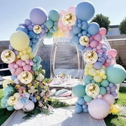 115Pcs Pastel Rainbow Balloons Different Sizes 5/10/12/18 Inch Yellow Green Purple Baby Pink Blue Confetti Balloons Garland Arch Kit Princess Latex Unicorn Ballon Birthday Party Supplies Decorations