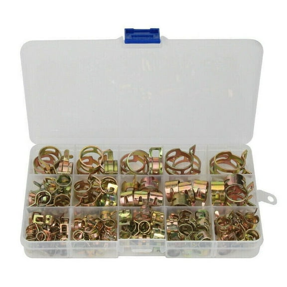 115X Hose Spring Clamps 6-22mm Fastener Fuel Water Line Pipe Air Tube Clips Kit