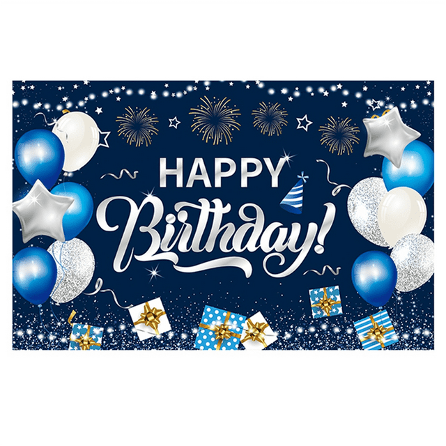 115X180cm Happy Birthday Photography Backdrop Blue Glitter Balloon