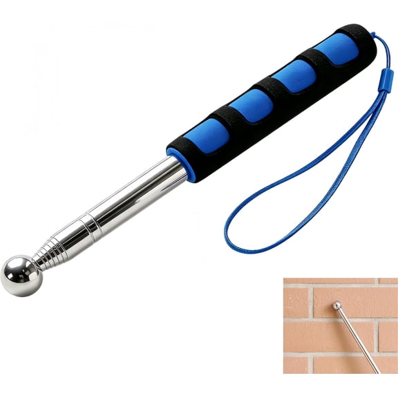 115cm(45inch) Extendable Hollowing Drum Hammer, Stainless Steel Sound Tapping Hammer, Tile Hollow Checker, Telescopic Sound Detection Hammer Test Tool for House Decoration InspectionBlue