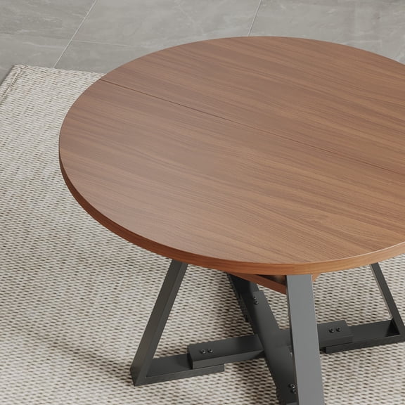 115cm Round Solid Wood Dining Table Premium Walnut Finish, Modern & Versatile