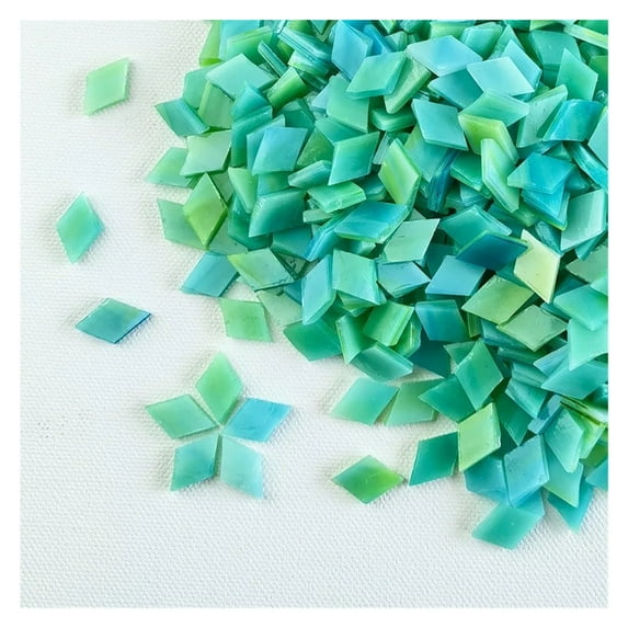 115g/4oz (Approx. 200pcs) Rhombic Mica Mosaic Tiles Translucent Micaceous Tile DIY Craft Materials Candleholder/Lampshade/Window